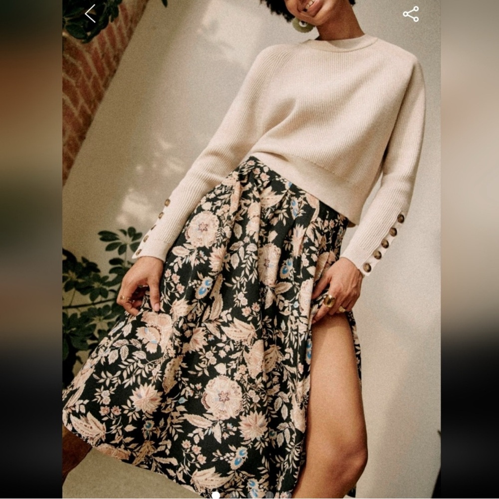 Sézane Floral Black Skirt